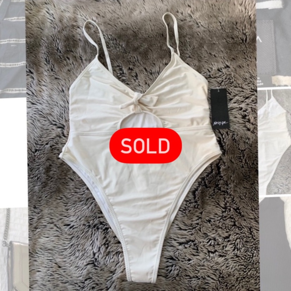 NWT Nastygal Pool Off Cut-Out Tie Swimsuit